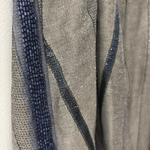 Paola Frani Blue and Gray Pleated Mini Dress - size 6 - beaded - padded bra - Picture 7 of 9